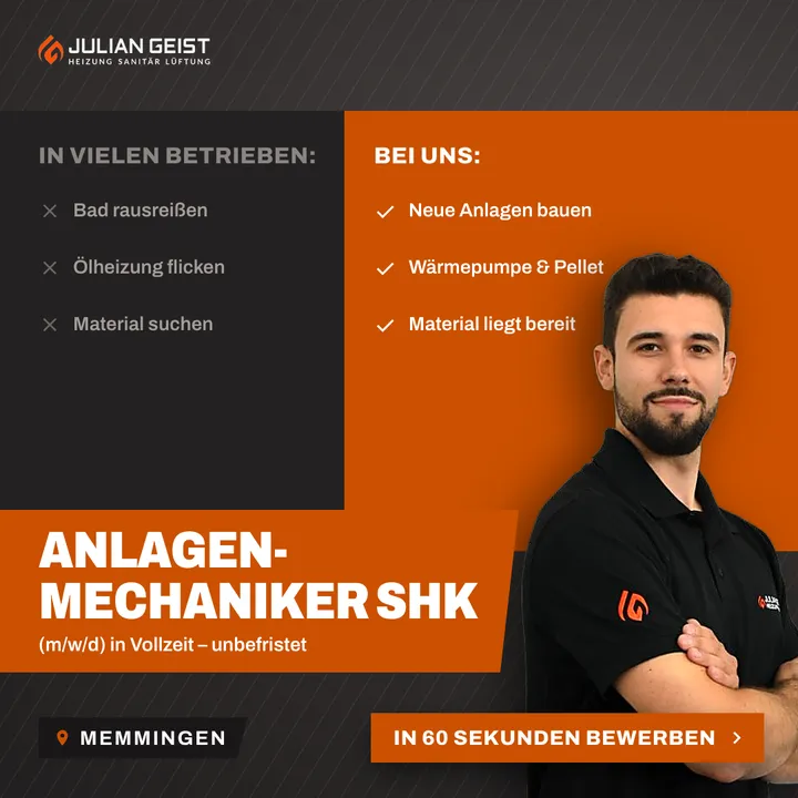 Bildanzeige für Anlagenmechaniker SHK bei Julian Geist: „In vielen Betrieben, bei uns“