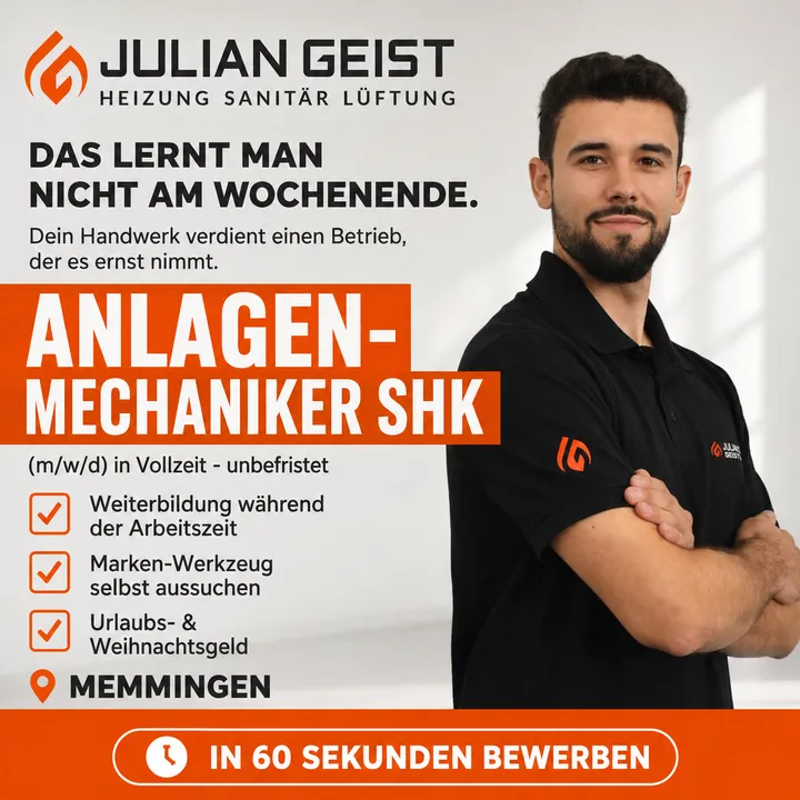 Bildanzeige für Anlagenmechaniker SHK bei Julian Geist: „Das lernt man nicht am Wochenende.“