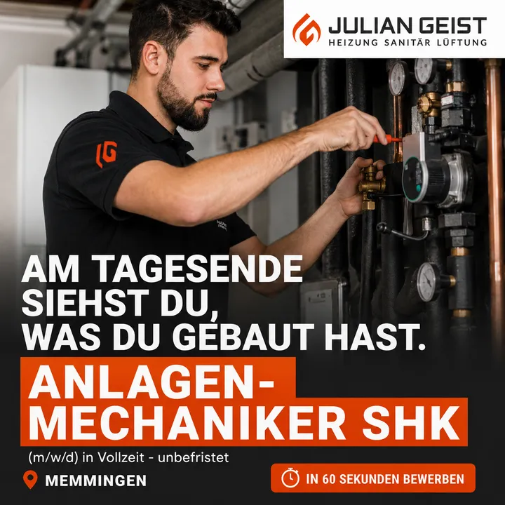 Bildanzeige für Anlagenmechaniker SHK bei Julian Geist: „Am Tagesende siehst du, was du gebaut hast.“