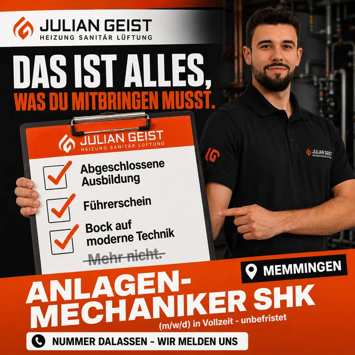 Bildanzeige für Anlagenmechaniker SHK bei Julian Geist: „Das ist alles, was du mitbringen musst.“