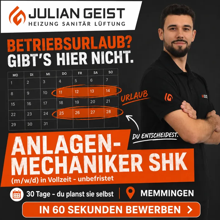 Bildanzeige für Anlagenmechaniker SHK bei Julian Geist: „Betriebsurlaub? Gibt's hier nicht.“