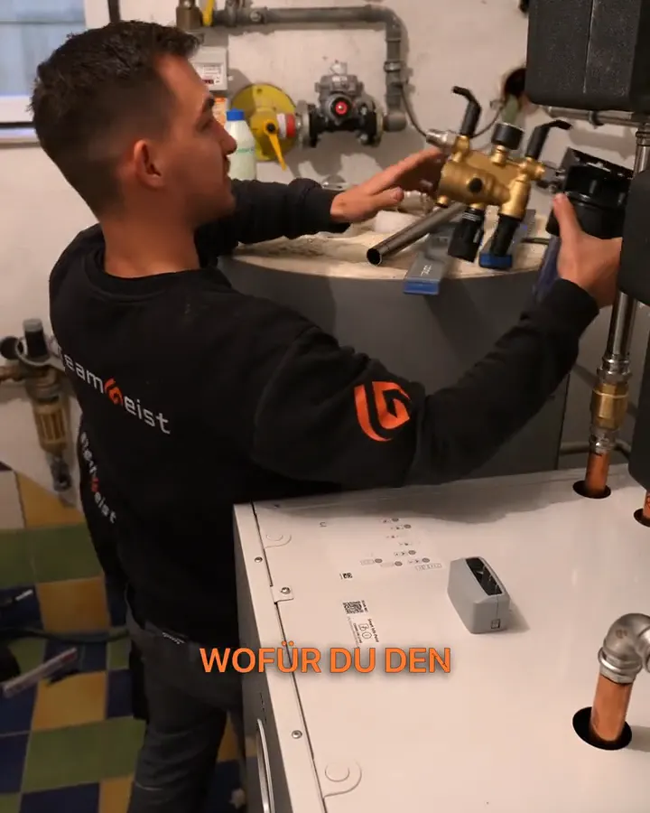 Standbild vom Drehtag der Julian Geist Heizung Sanitär GmbH, Untertitel „WOFÜR DU DEN“