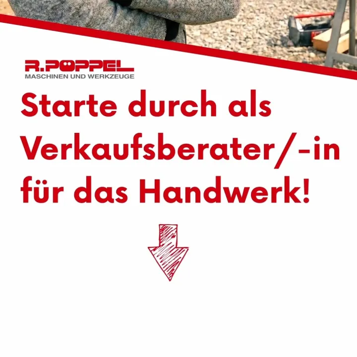 Standbild aus einer Videoanzeige für den Verkaufsaußendienst mit der Zeile „Starte durch als Verkaufsberater/-in für das Handwerk!“